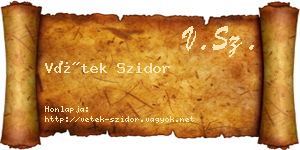 Vétek Szidor névjegykártya